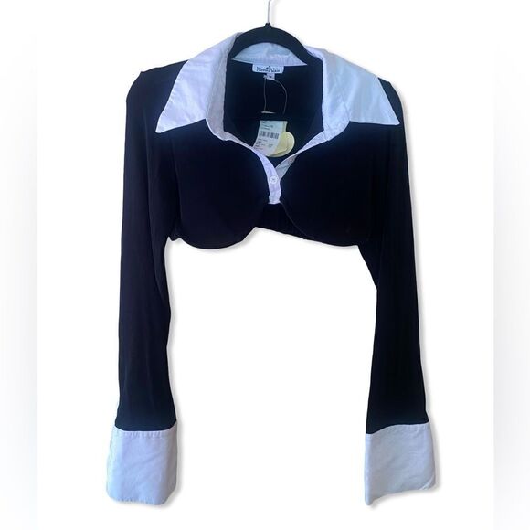 Mirror Palais Underwire Polo 2.0 in black cropped bustier Revolve FWRD M - Picture 2 of 7